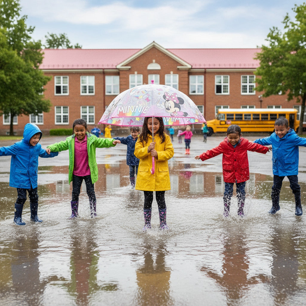 MINNIE MOUSE - Ombrello da Pioggia Trasparente e Multicolore unisex a campana per bambini TOPOLINA