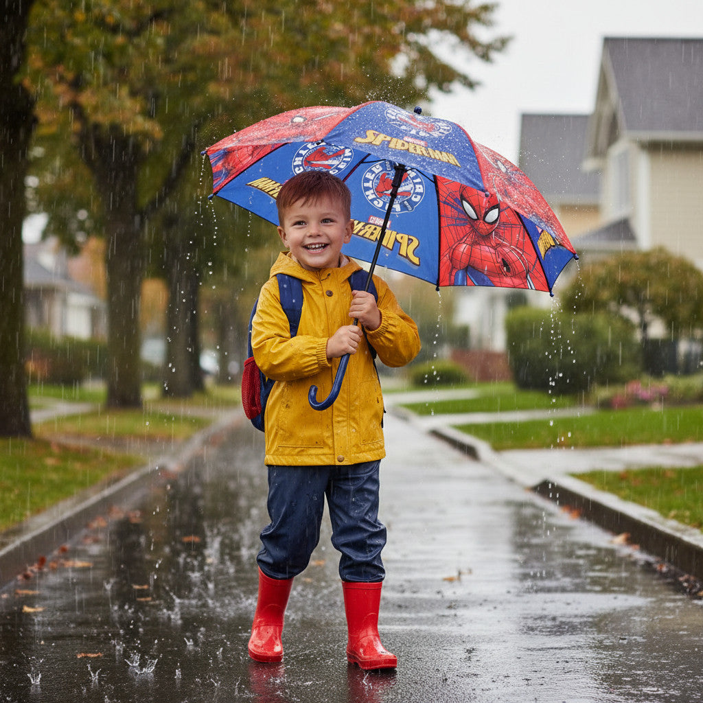 OMBRELLO PER BAMBINI IN TESSUTO CON APERTURA AUTOMATICA E STRUTTURA 8 RAGGI - SPIDER