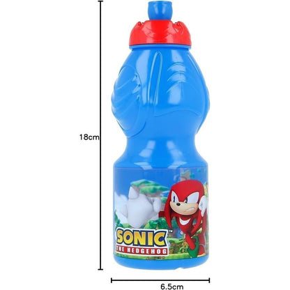 SONIC - Borraccia Sport Ufficiale in plastica Bottiglia per Bambini 400ML con beccuccio retraibile