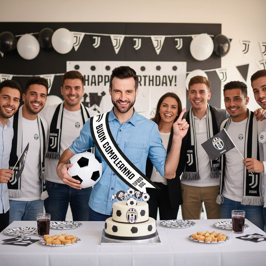Fascia Ufficiale Festa Buon Compleanno per Tifoso Calcio 7,5 x 152 cm poliestere