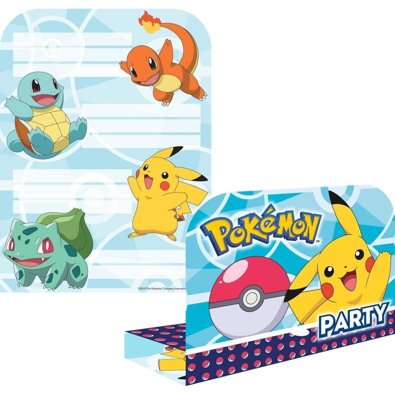 Pokemon - Biglietti d'invito compleanno bambini con buste, 8 pezzi