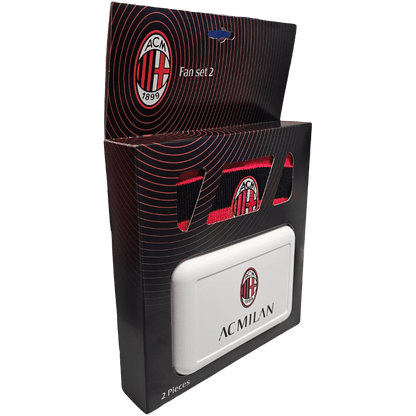 Set Regalo Cappello + Porta Merenda in confezione regalo Tifoso Senza BPA Berretto e Portamerenda per Ragazzi Prodotto Ufficiale (MILAN)