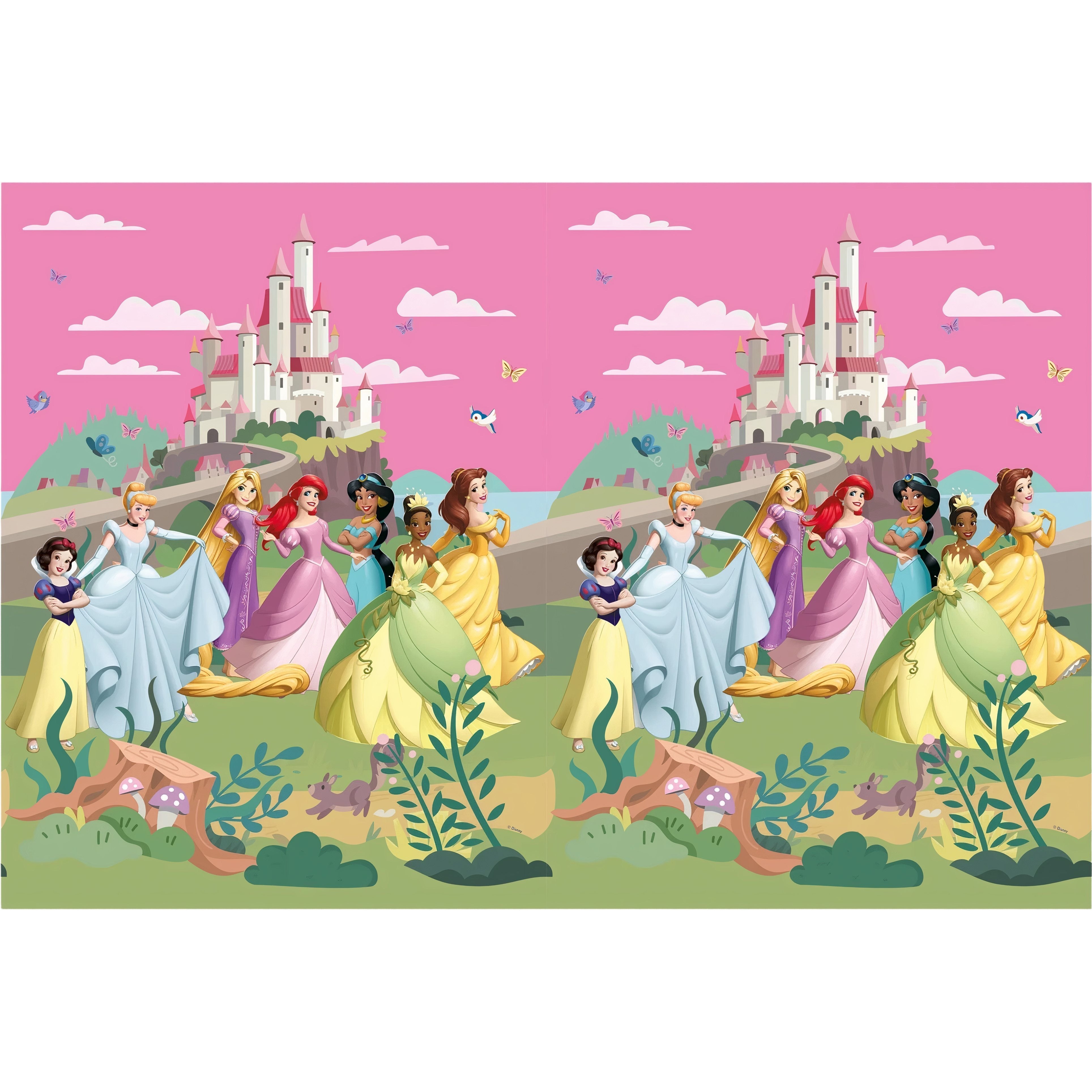 Tovaglia decorazione per compleanno dei bambini e feste a tema, Rettangolare, 120 cm x 180 cm, lavabile PRINCIPESSE
