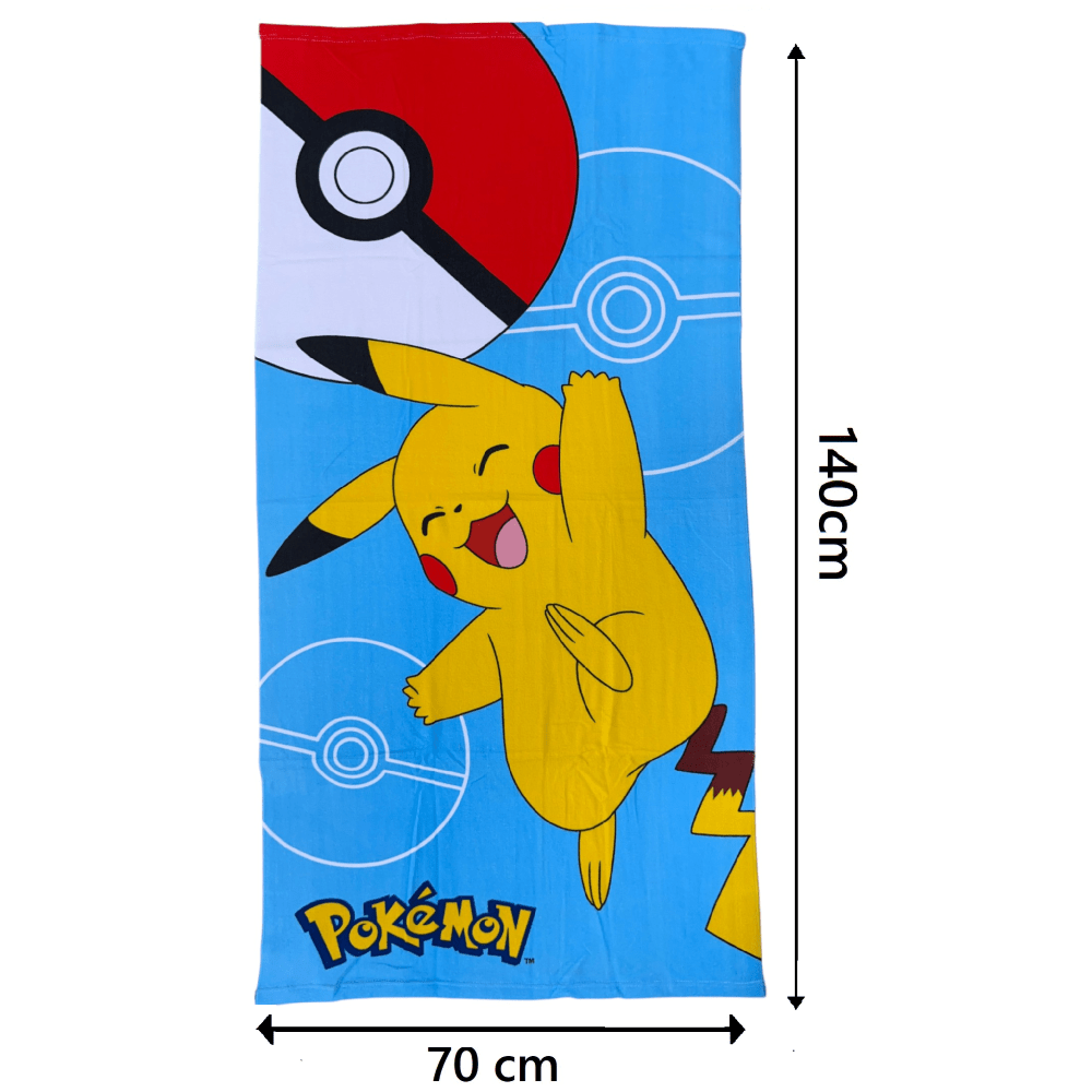 POKEMON - Telo Mare Asciugamano da spiaggia e piscina in microfibra CM. 140X70 asciugatura rapida, ultra morbido
