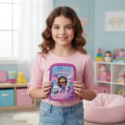 Portapenne Astuccio Triplo Borsellino Scuola e Asilo per Bambini e Ragazzi GABBY