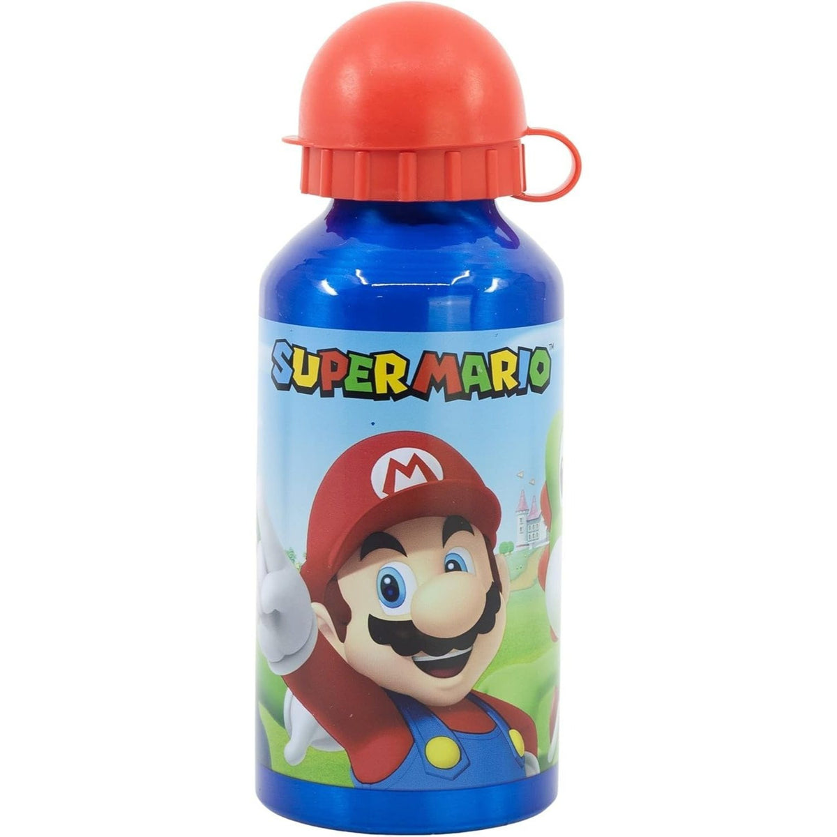 SUPER MARIO - Borraccia ufficiale Scuola Bottiglia Sport in lega di Alluminio per Bambini e Ragazzi 400ml con beccuccio 