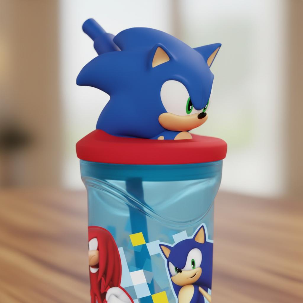 Bicchiere 360ml con Cannuccia e Personaggio 3D Borraccia per Bambini e Ragazzi