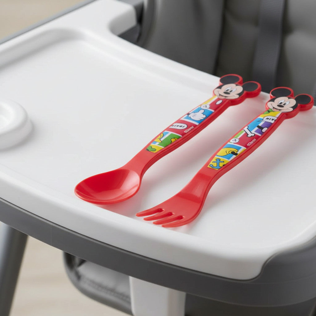 Set Posate per Bambini in Plastica Alimentare - Forchetta e Cucchiaio Made in Spain TOPOLINO