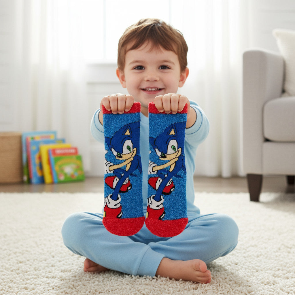 2 Paia Calzini Antiscivolo Ufficiali per Bambini SONIC