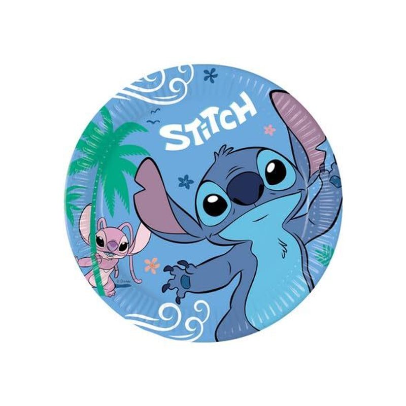 STITCH - Kit Festa 8 Persone Set Tavola Addobbi Party Compleanno con 8 Piatti, 8 Bicchieri e 20 tovaglioli