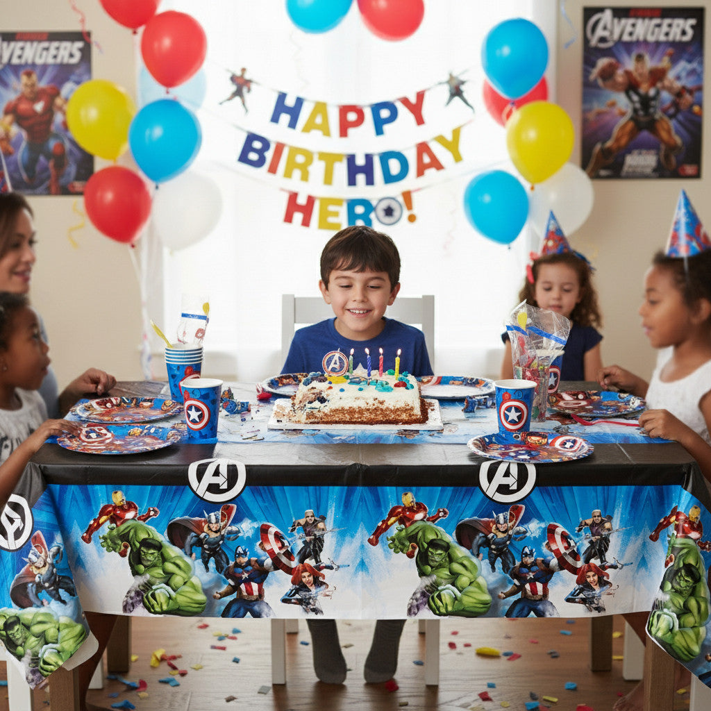 Tovaglia decorazione per compleanno dei bambini e feste a tema, Rettangolare, 120 cm x 180 cm, lavabile HULK