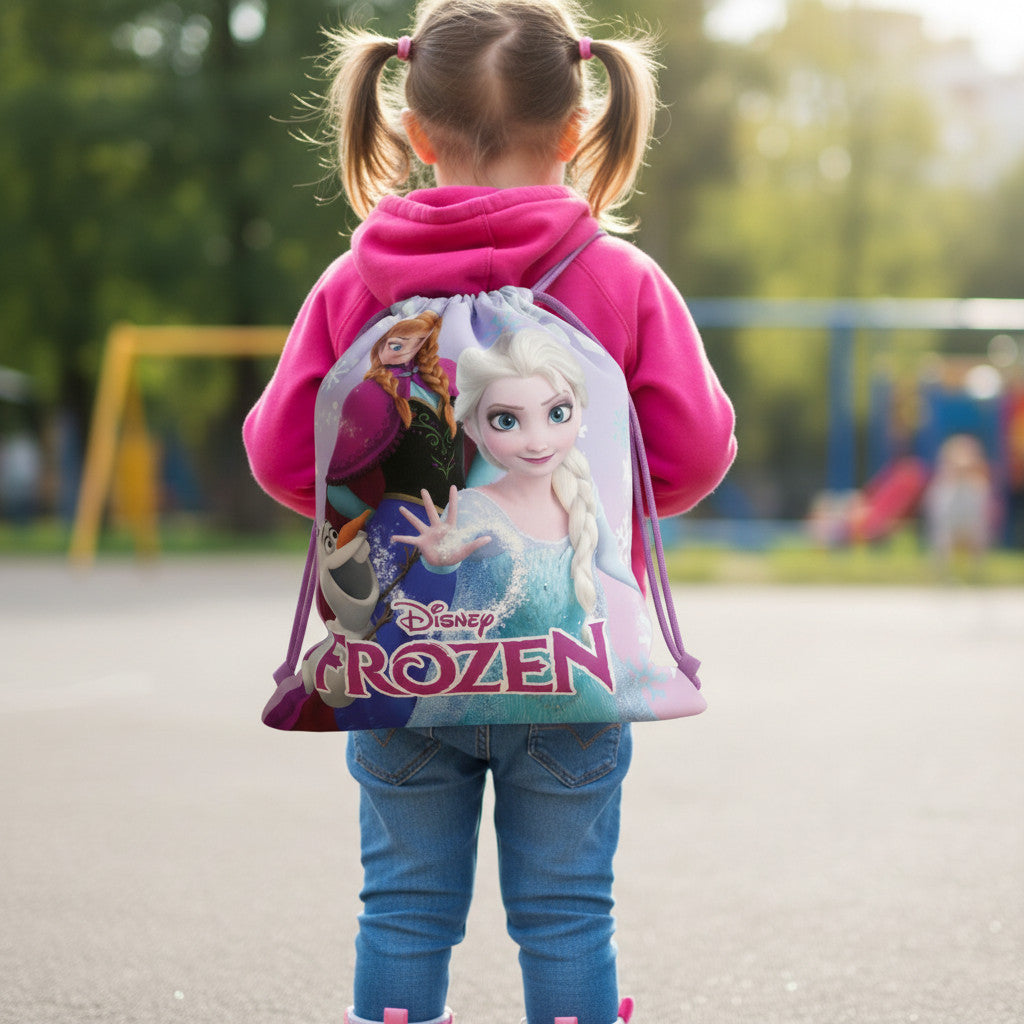 Sacca Sportiva con manici per Bambina, Borsa Coulisse Zaino per Asilo, Palestra, Piscina, Viaggio, Portascarpe