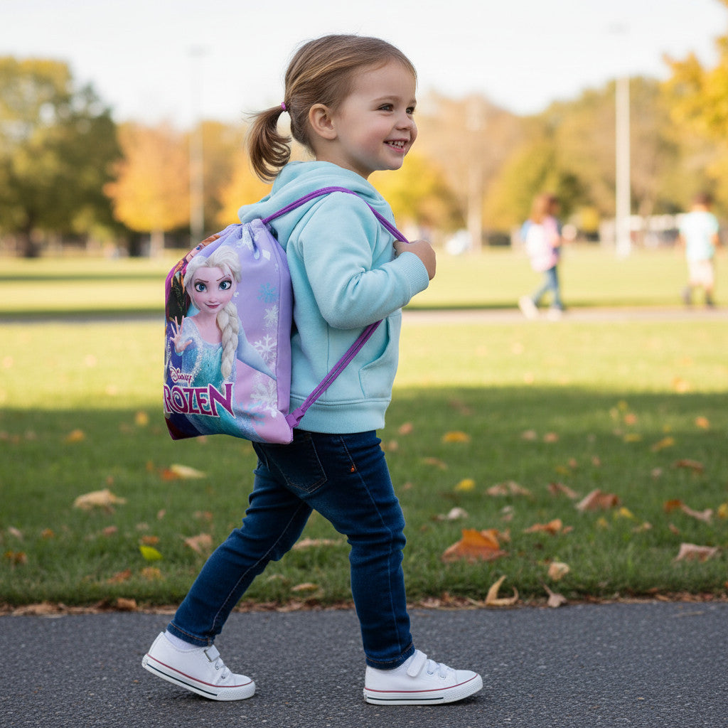 Sacca Sportiva con manici per Bambina, Borsa Coulisse Zaino per Asilo, Palestra, Piscina, Viaggio, Portascarpe