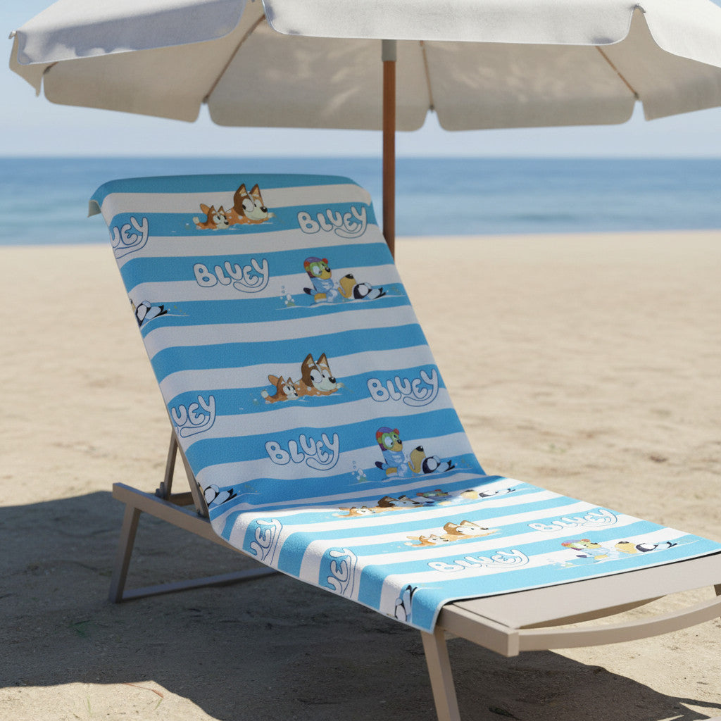 BLUEY - Telo Mare Asciugamano da spiaggia e piscina in microfibra CM. 140X70 asciugatura rapida, morbido