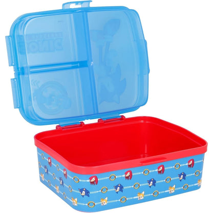 SONIC - Porta Merenda Scuola con 3 scomparti Portamerenda in Plastica Bambini Pranzo Launch Box - BPA Free
