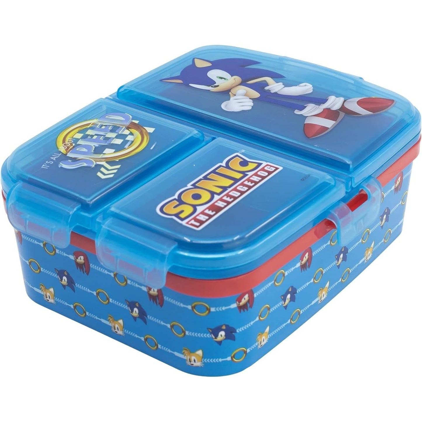 SONIC - Porta Merenda Scuola con 3 scomparti Portamerenda in Plastica Bambini Pranzo Launch Box - BPA Free