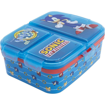 SONIC - Porta Merenda Scuola con 3 scomparti Portamerenda in Plastica Bambini Pranzo Launch Box - BPA Free
