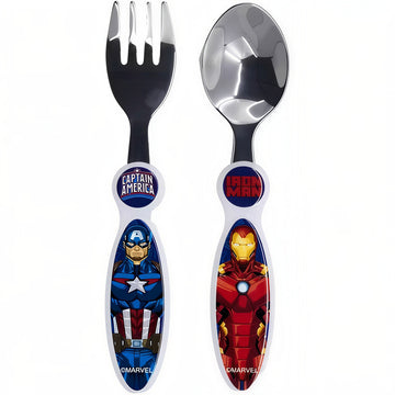 Set Posate  Bambini in Acciaio Inossidabile - Forchetta e Cucchiaio ( AVENGERS Hulk)