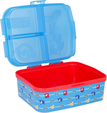 SONIC - Porta Merenda Scuola con 3 scomparti Portamerenda in Plastica Bambini Pranzo Launch Box - BPA Free