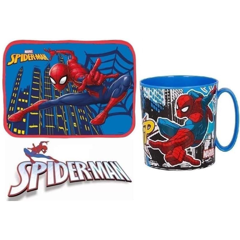 Set Merenda Colazione 2 Pezzi con Tovaglietta Ripiegabile Morbida Sottopiatto Pieghevole e Tazza Bicchiere 350ml  Microo