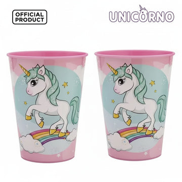 Set 2 Bicchieri per Bambini 260 ml in plastica Senza BPA Regalo per Ragazzi (Unicorno)