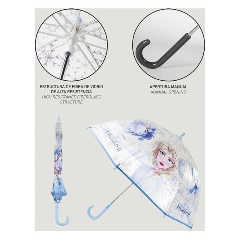 FROZEN - Ombrello da Pioggia Trasparente e Multicolore unisex a campana per bambini