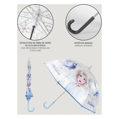 FROZEN - Ombrello da Pioggia Trasparente e Multicolore unisex a campana per bambini
