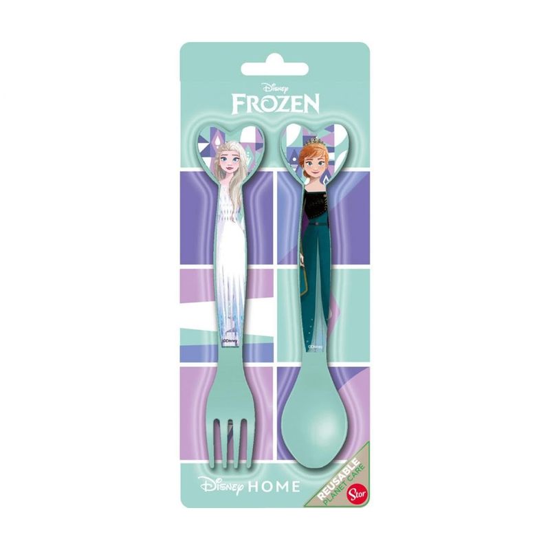 Set Posate  Bambini in Plastica Alimentare senza BPA - Forchetta e Cucchiaio Made in Spain ( Frozen)