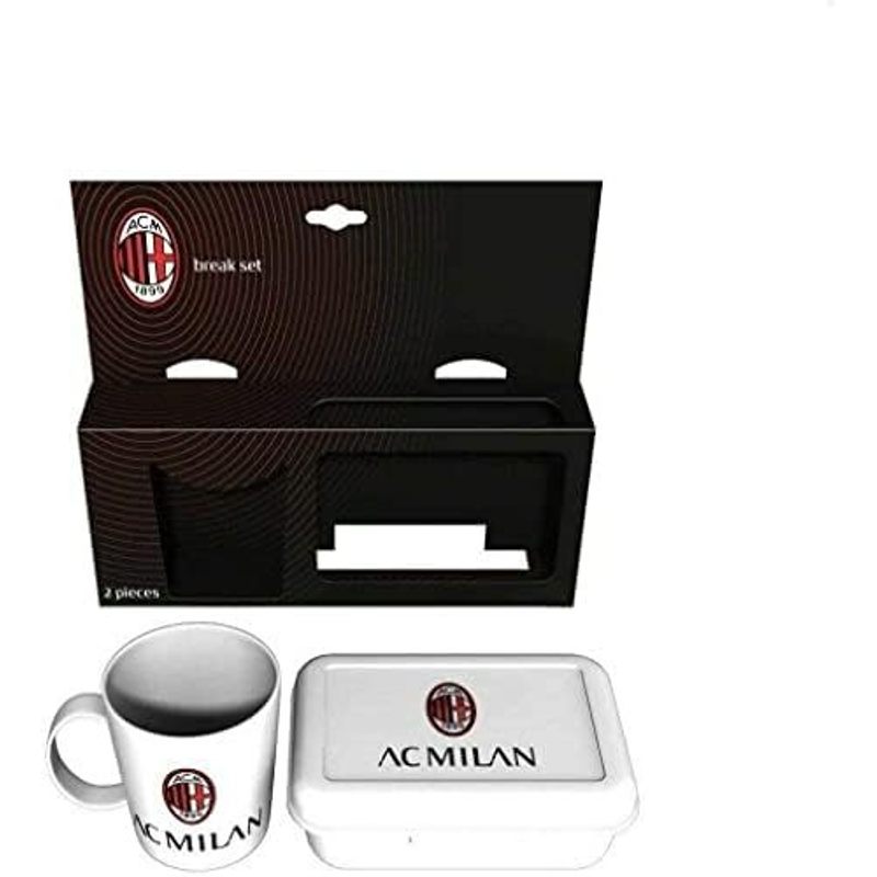 Set Regalo Portamerenda + Tazza in confezione regalo Tifoso Senza BPA per Ragazzi Prodotto Ufficiale (Milan)