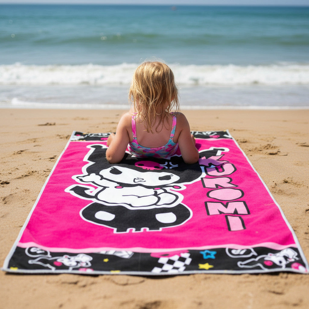 KUROMI - Telo Mare Asciugamano da spiaggia e piscina in microfibra CM. 140X70 asciugatura rapida, morbido