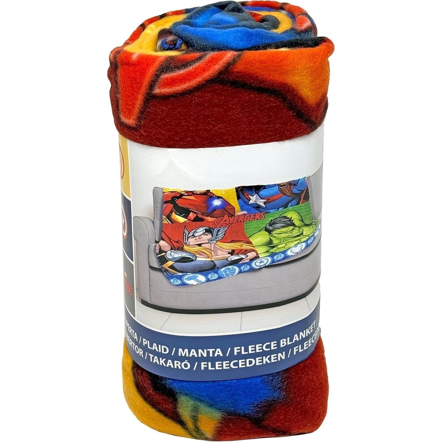 AVENGERS Coperta Ufficiale Plaid Morbida e Calda 100x140cm in Pile con Stampa Supereroi Hulk - Idea Regalo Bambini