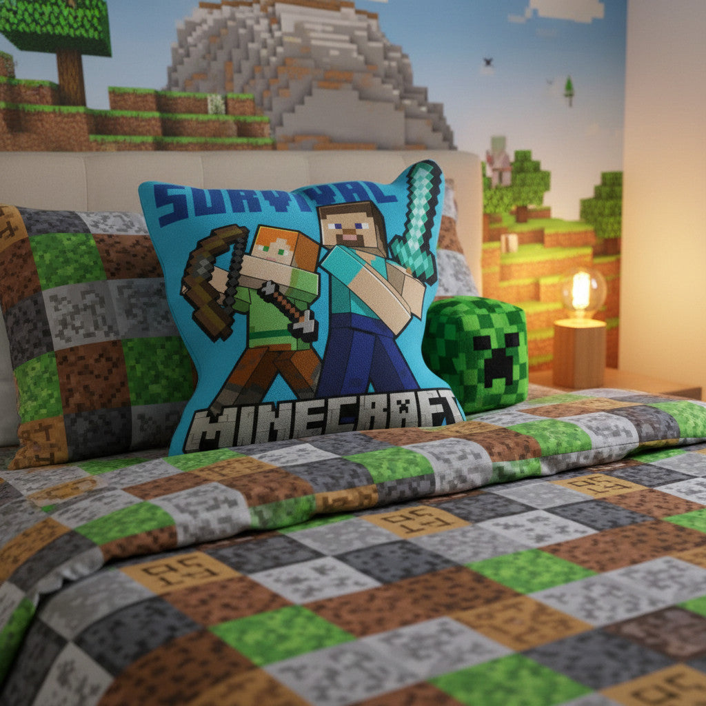 MINECRAFT - Cuscino 3D Shaped Sagomato Bambini in Poliestere con la Forma sagoma personaggio