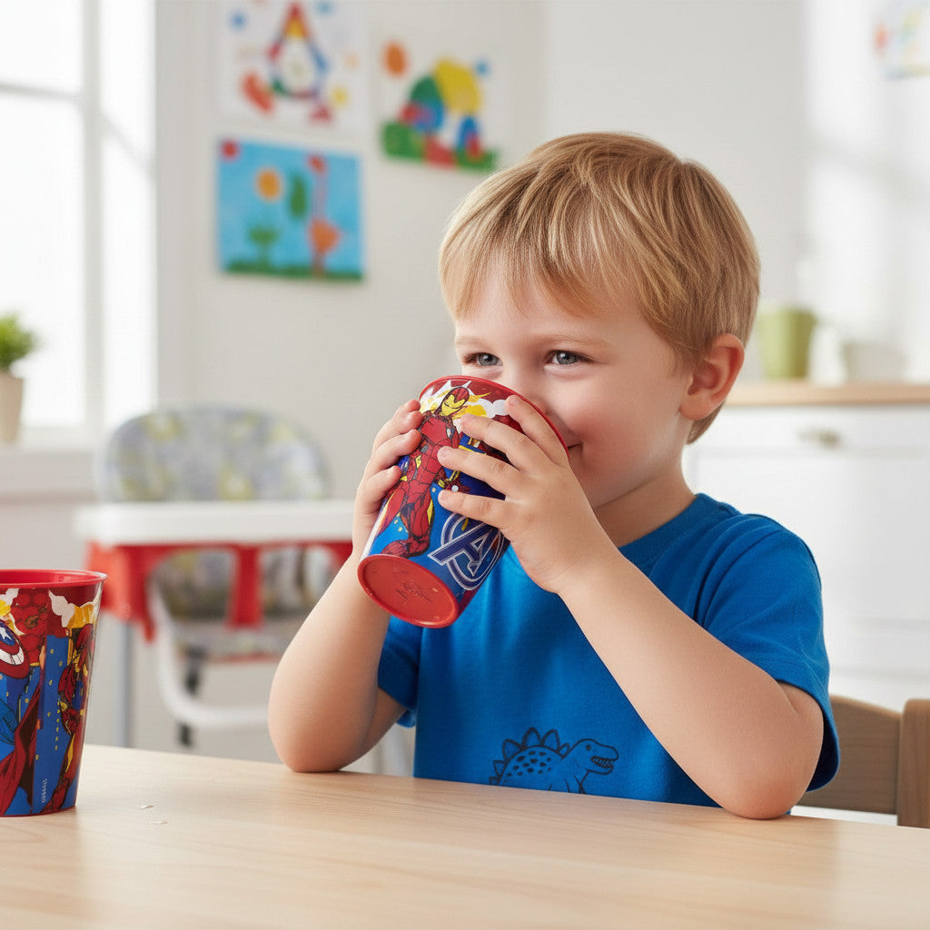 Set 2 Bicchieri per Bambini 260 ml in plastica Regalo per Ragazzi - Adatto per lavastoglie e microonde