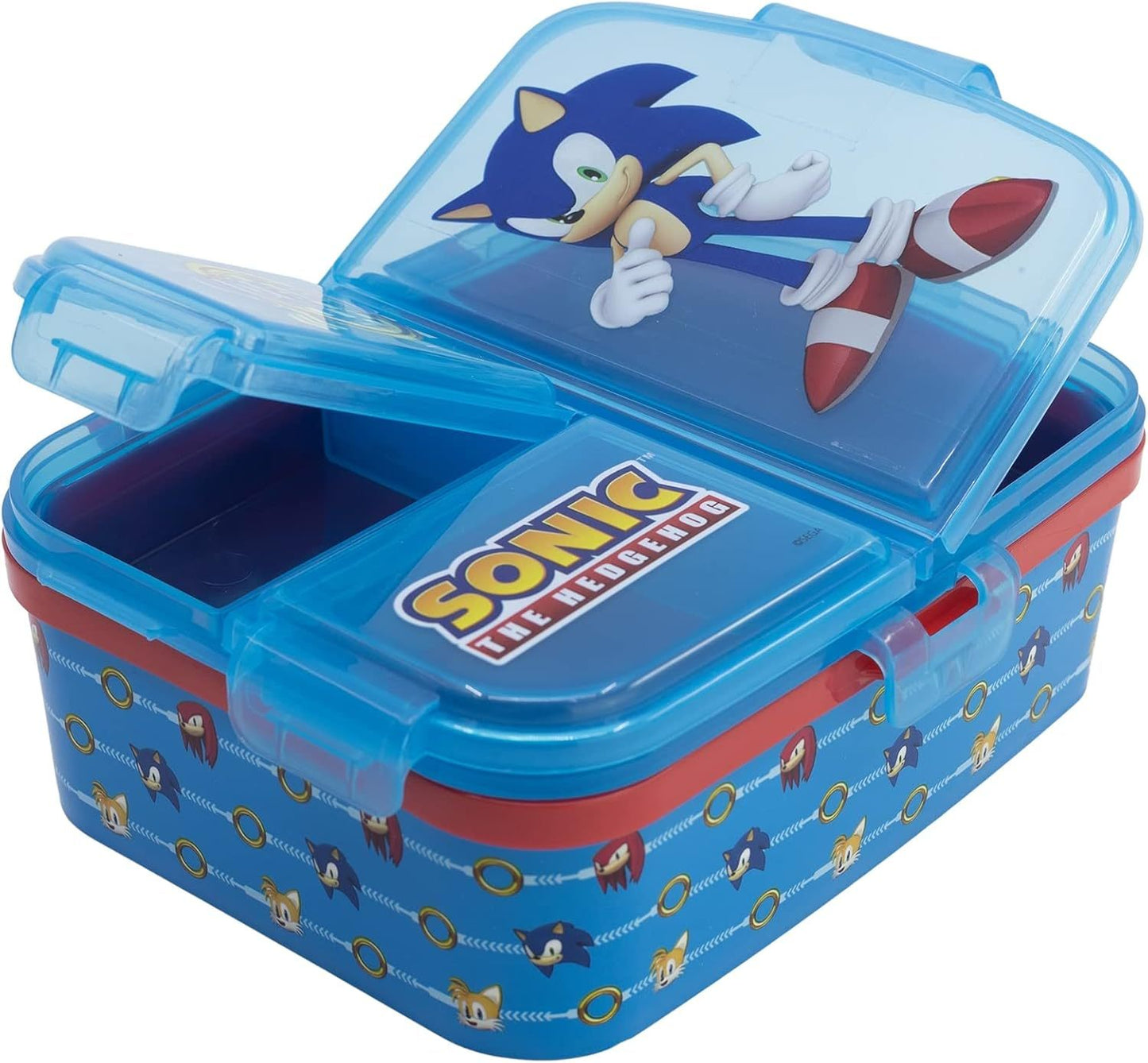 SONIC - Porta Merenda Scuola con 3 scomparti Portamerenda in Plastica Bambini Pranzo Launch Box - BPA Free