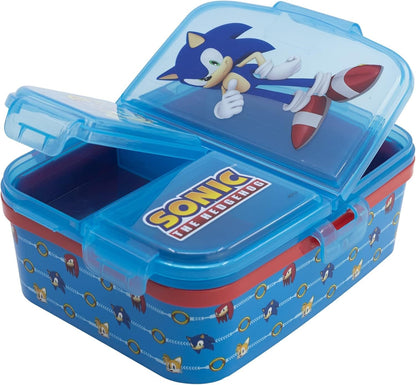 SONIC - Porta Merenda Scuola con 3 scomparti Portamerenda in Plastica Bambini Pranzo Launch Box - BPA Free