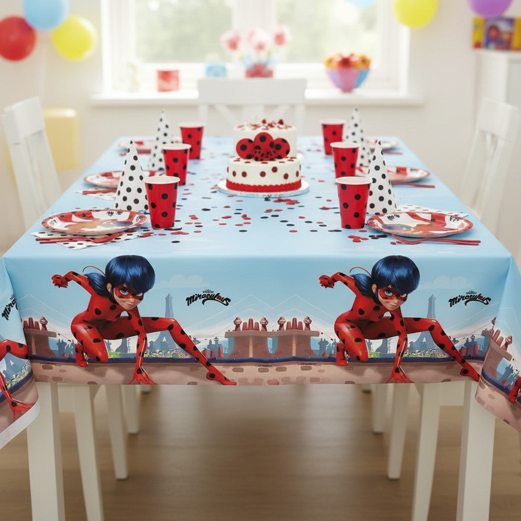 Tovaglia Lady decorazione per compleanno dei bambini e feste a tema, Rettangolare, 120 cm x 180 cm, lavabile LADYBUG
