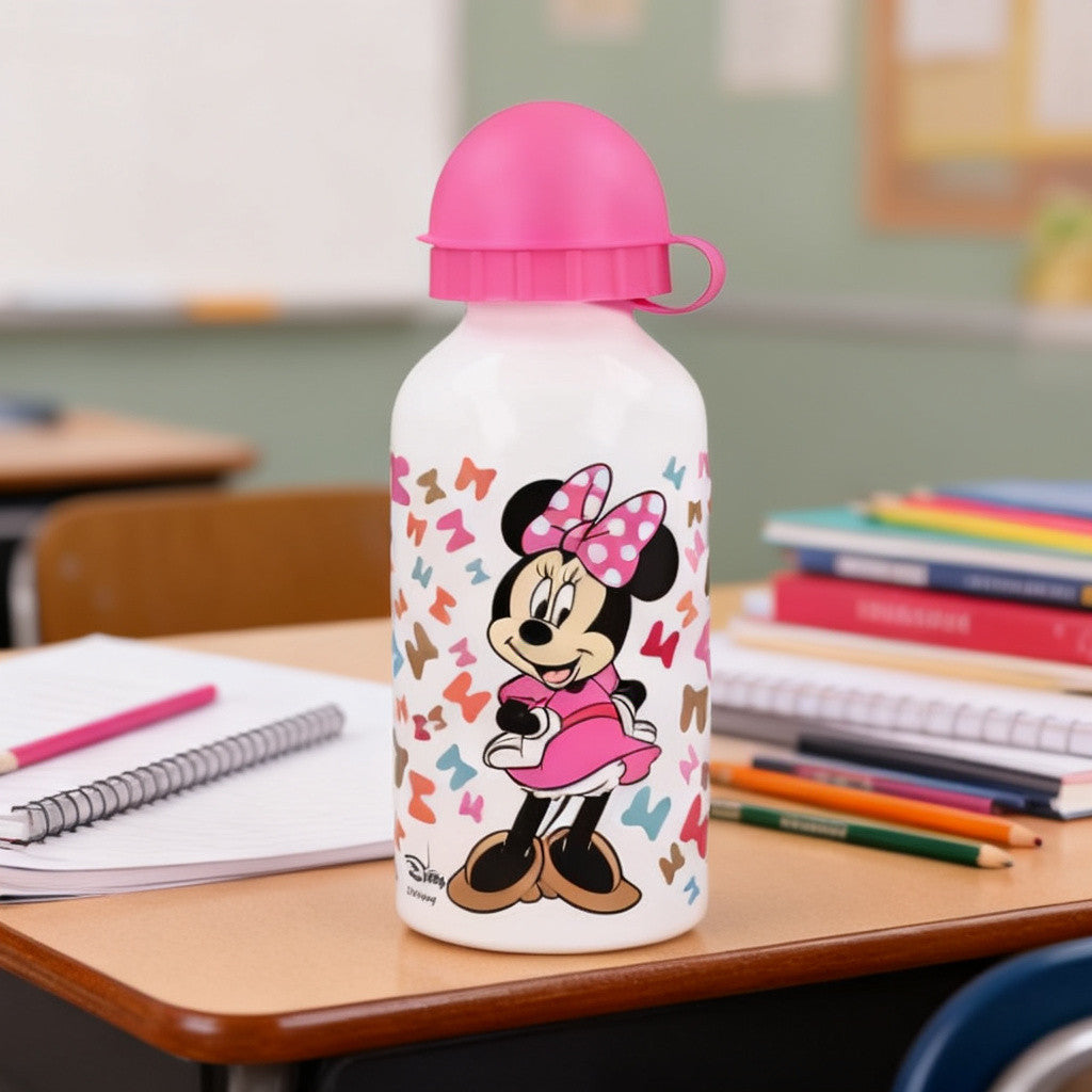 MINNIE MOUSE - Borraccia ufficiale Scuola Bottiglia Sport in lega di Alluminio per Bambini e Ragazzi 400ml con beccuccio
