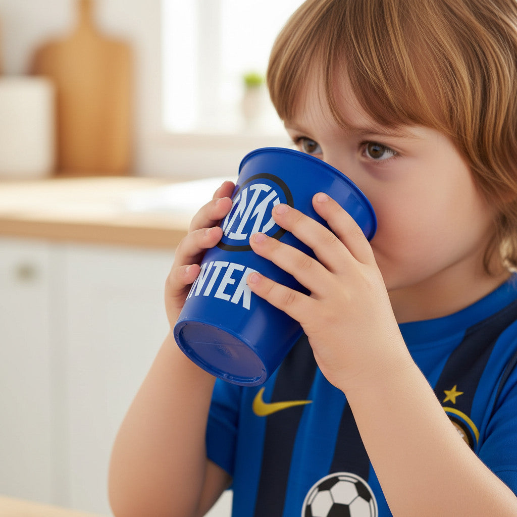 Set 2 Bicchieri in plastica 260ml Tifoso Senza BPA/Regalo  Ragazzi Prodotto Ufficiale INTER