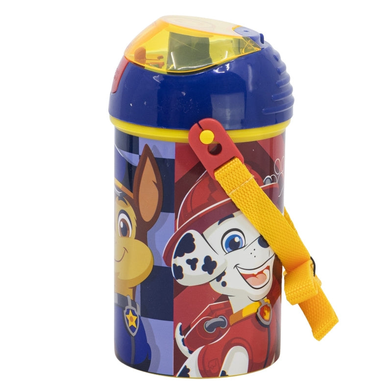 Borraccia Pop UP 450 ml con Tracolla e chiusura Tappo per Bambini Scuola PAW Cuccioli