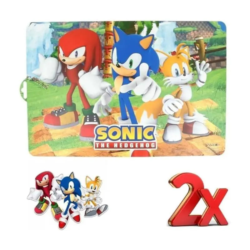 2 Pezzi Tovaglietta Americana Plastificata Sottopiatto Colazione e Pranzo Bambini (Sonic)