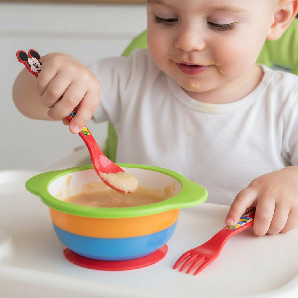 Set Posate per Bambini in Plastica Alimentare - Forchetta e Cucchiaio Made in Spain TOPOLINO