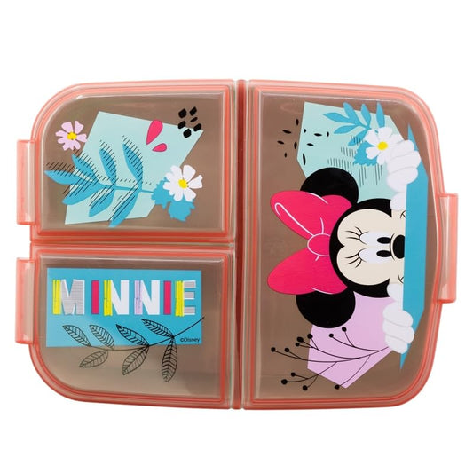 Porta Merenda Scuola con 3 scomparti Portamerenda in Plastica Bambini Pranzo Launch Box - BPA Free (per Minnie Mouse)