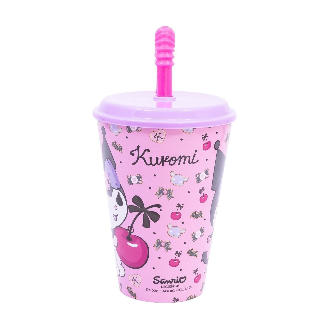 KUROMI - Bicchiere ufficiale Per Bambini Con Cannuccia e coperchio Riutilizzabile - 430 ml